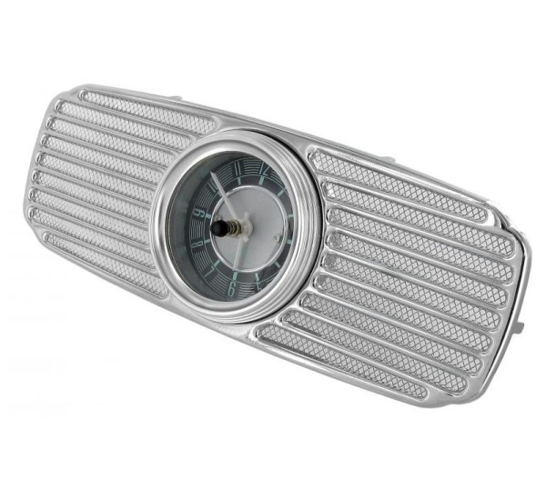 Chromed speaker grill with clock (12V) Beetle 10.1952 until 7.1957